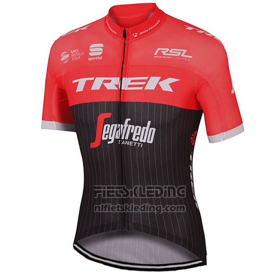 2017 Fietskleding Trek Segafredo Zwart en Rood Korte Mouwen en Koersbroek